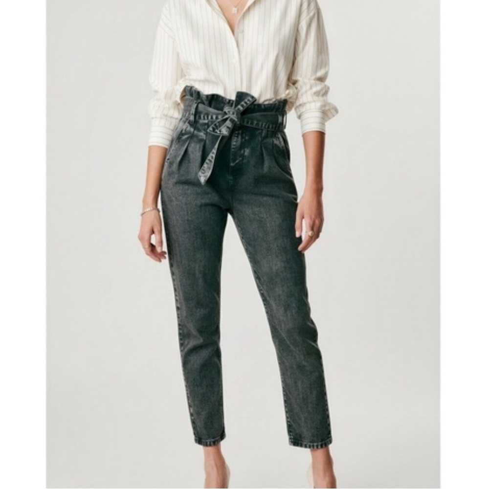 Sezane AUSTIN BELTED Black Ankle & Cropped Jeans US SIZE 2